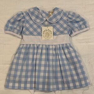 The Beaufort Bonnet Company Cindy Lou Sash Dress in Blue and White